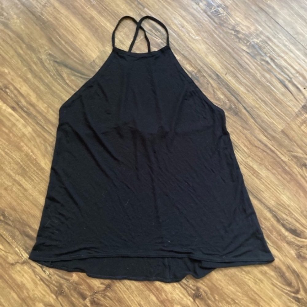 Valette Black High-Neck Strappy Tank